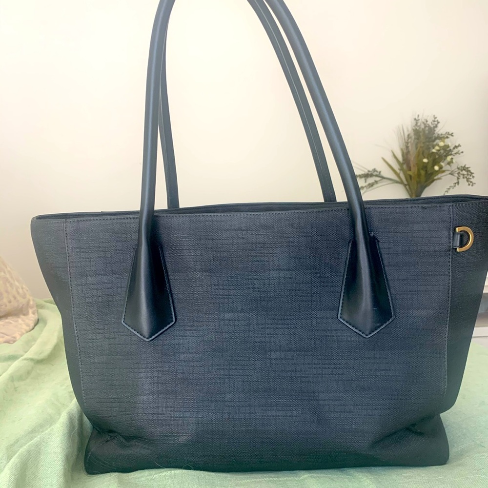 Dagne Dover Leather 13in Tote -Onyx with laptop sleeve